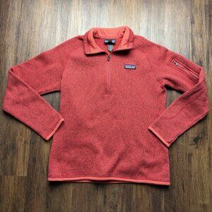 Patagonia Better Sweater Womens Medium Red 1/4 Zip Fleece Jacket Pullover 25617